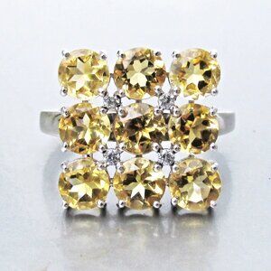 Rare Retired Signed SILPADA 9 Citrine Square Face Large Ring Sz. 9